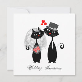 Cute Cats Hipster Bride and Groom Purrrfect! Inbjudningar