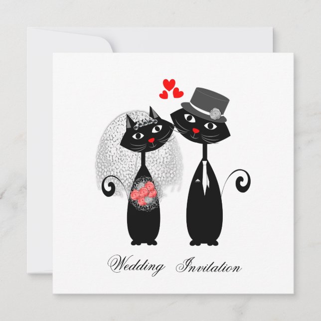 Cute Cats Hipster Bride and Groom Purrrfect! Inbjudningar (Framsida)