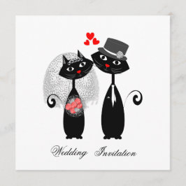 Cute Cats Hipster Bride and Groom Purrrfect! Inbjudningar