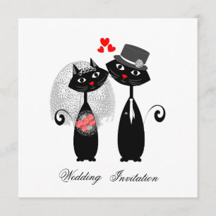 Cute Cats Hipster Bride and Groom Purrrfect! Inbjudningar