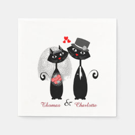 Cute Cats Hipster Bride and Groom Purrrfect! Pappersservett