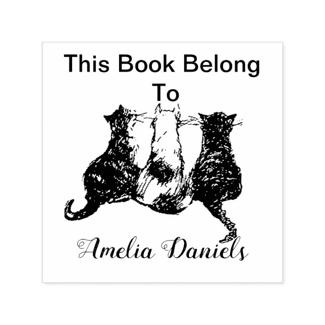 Cute Cats i Bok-Tillhören till självfärgande Frimä Självfärgande Stämpel (Design)