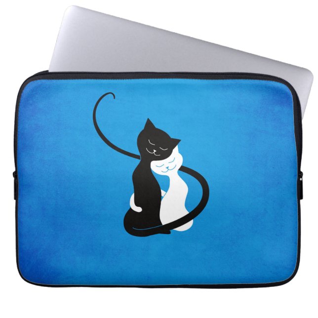 Cute Cats i Kärlek Blue Cat Lover Laptop Fodral (Framsidan)