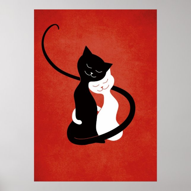 Cute Cats i Kärlek Red Cat Lover Poster (Framsidan)