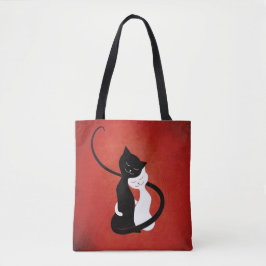 Cute Cats i Kärlek Red Cat Lover Tygkasse