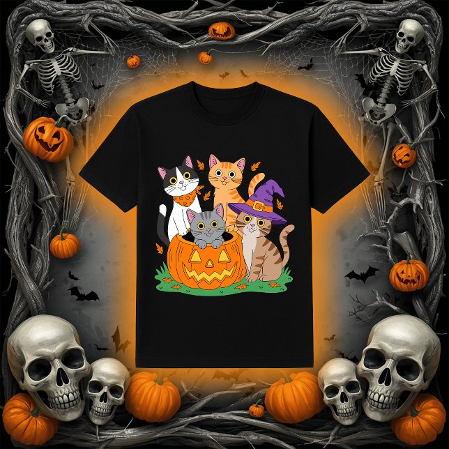 Cute Cats in a Pumpkin | Halloween Cat Mamma T Shirt (Skapare uppladdad)