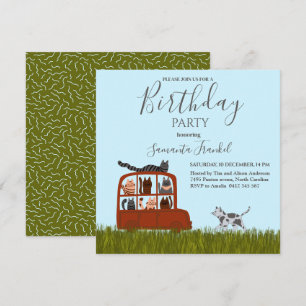 Cute Cats in car Baby Shower Inbjudningar