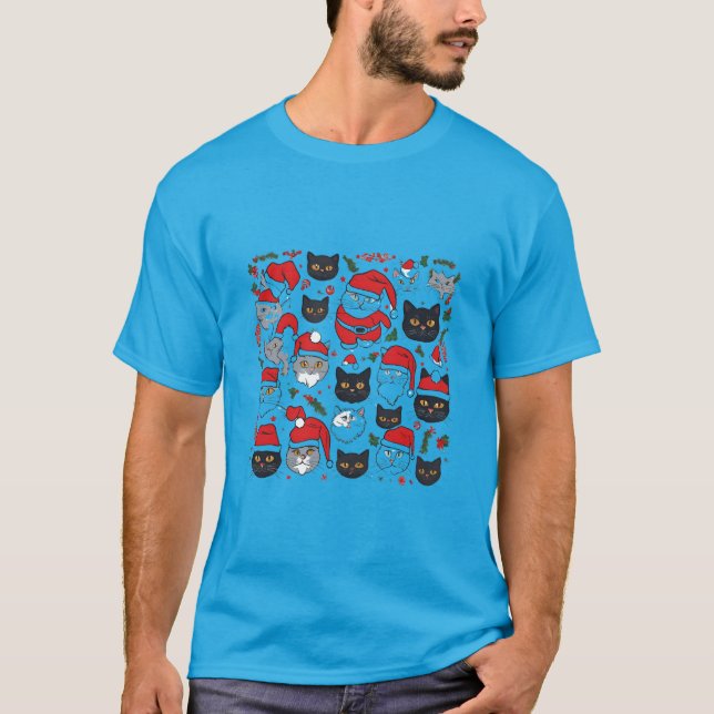 Cute Cats in Festive Stil t-shirt (Framsida)