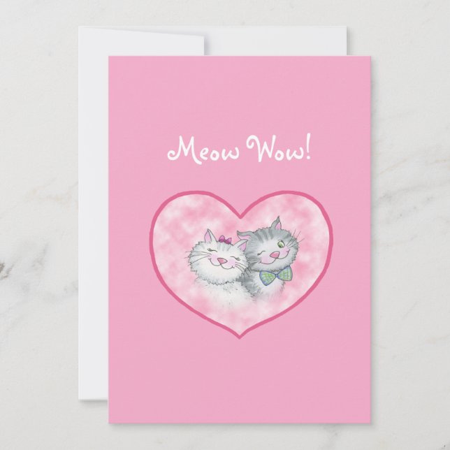 Cute Cats in Heart Valentine Day Card Julkort (Framsida)