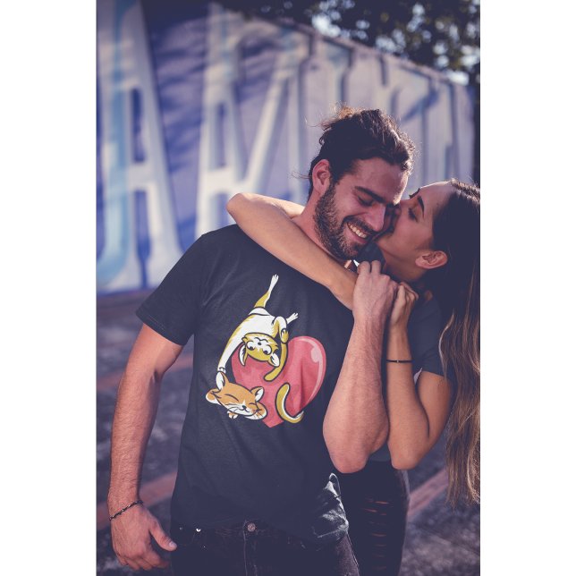 Cute Cats in Kärlek Adsible Valentine Day T-Shirt (Skapare uppladdad)