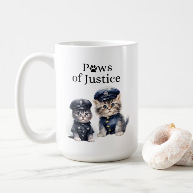 Cute Cats in Police Uniforms Tassar Justice Kaffemugg (Med munk)