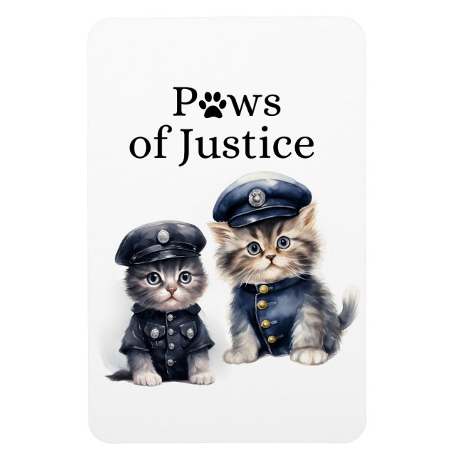 Cute Cats in Police Uniforms Tassar Justice Magnet (Vertikal)