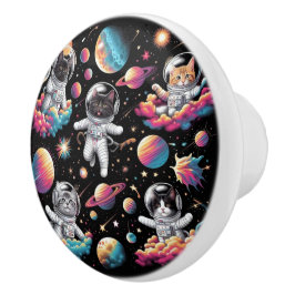 Cute Cats in Space Knob. Knopp