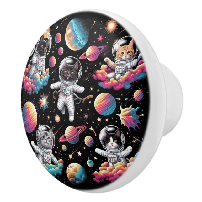 Cute Cats in Space Knob. Knopp (Höger)