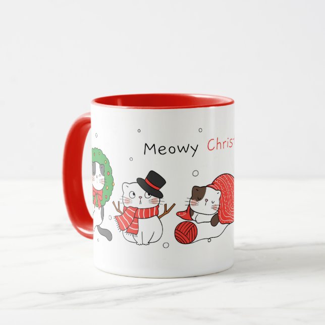 Cute Cats-jul Mugg (Framsida vänster)
