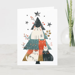 Cute Cats Julafton Träd Whimsical Meowy jul Kort