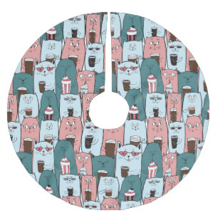 Cute Cats Julgransmatta Borstad Polyester