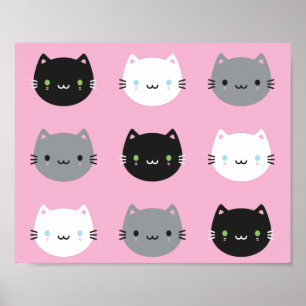 Cute Cats & Kawaii Kittens (Rosa) Poster