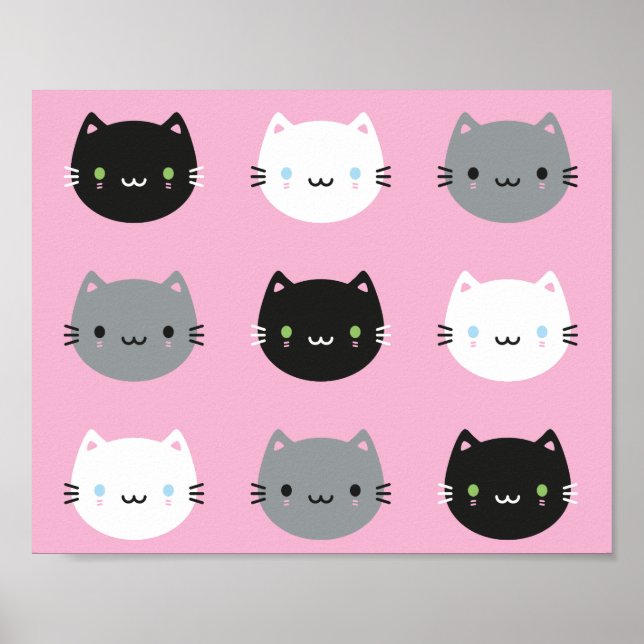 Cute Cats & Kawaii Kittens (Rosa) Poster (Framsidan)