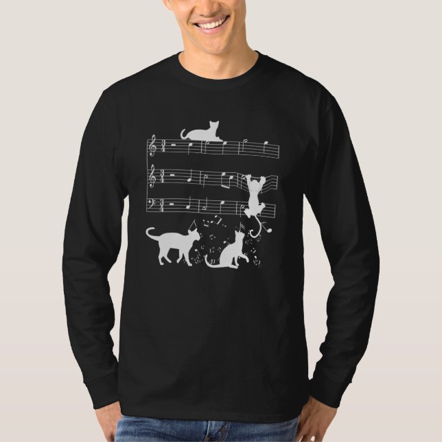Cute cats kittens musical note clef musician t shirt (Framsida)