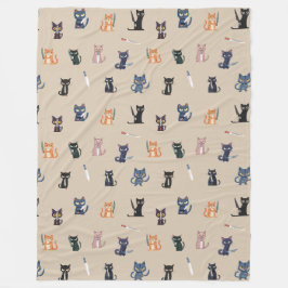 Cute Cats & Knivar Fleece Blanket
