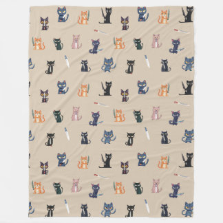 Cute Cats & Knivar Fleece Blanket