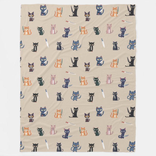 Cute Cats & Knivar Fleece Blanket (Framsidan)