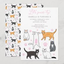 Cute Cats Låt oss inbjudan till Pawty Barns födels
