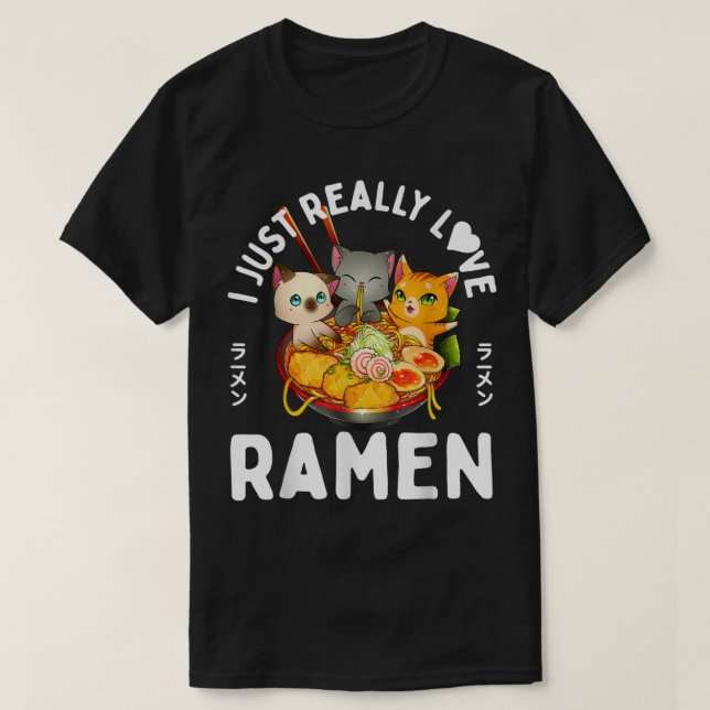 Cute Cats Love Ramen Bowl Design T Shirt (Design framsida)