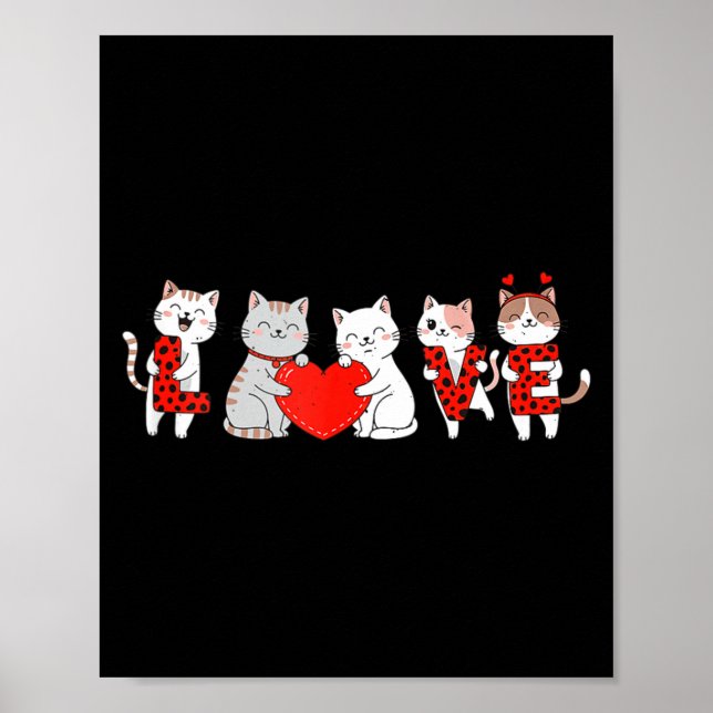 Cute Cats Love Valentine Design For Men Women Kids Poster (Framsidan)
