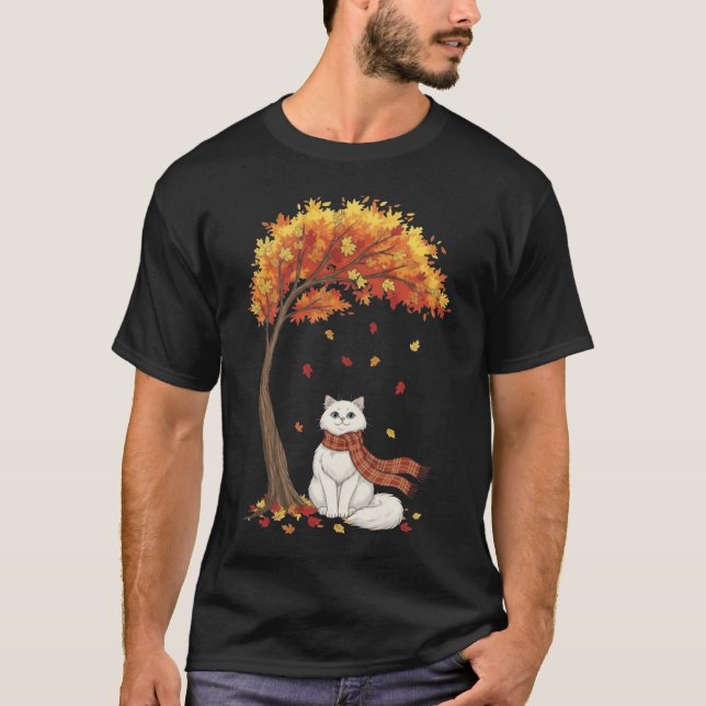 Cute Cats Lover Persian Cat Fall Autumn T Shirt (Framsida)
