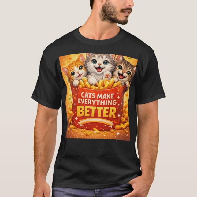 Cute Cats Make Everything Better Cartoon Design T Shirt (Framsida)
