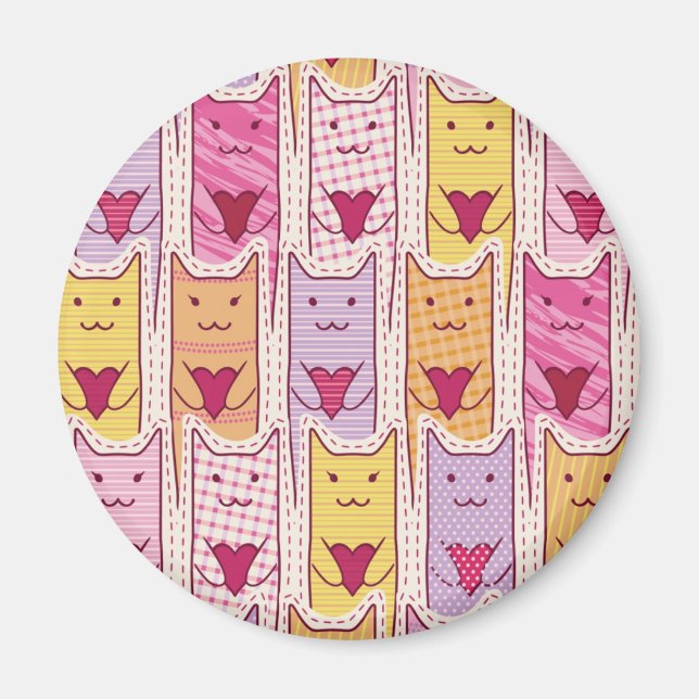 Cute Cats med ljuvande hjärdar Magnet (Framsidan)