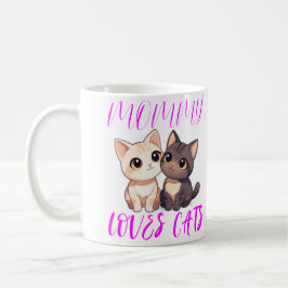 Cute Cats med Rosa Mamma Cats Typography Kaffemugg