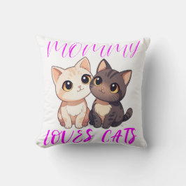 Cute Cats med Rosa Mamma Cats Typography Kudde