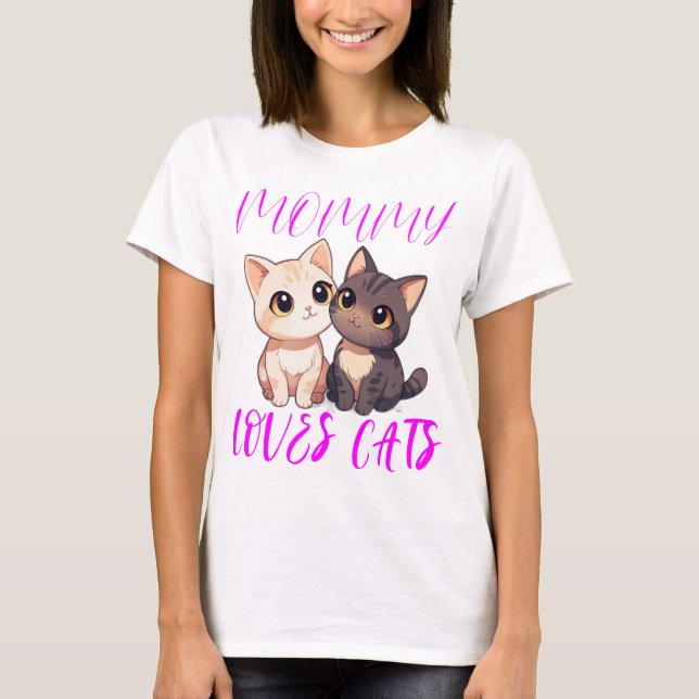 Cute Cats med Rosa Mamma Cats Typography T Shirt (Framsida)