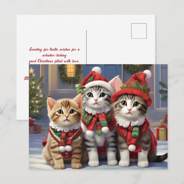 Cute Cats med tomathattar Vykort (Fram/baksida)