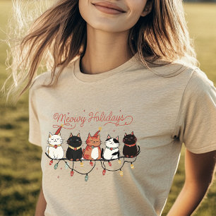 Cute Cats Meowy Helgdagars Ljus Roligt jul T Shirt