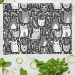 Cute Cats Mönster botaniska Blommigten Black and W Kökshandduk<br><div class="desc">Dansa ditt kök med den här söta katthandduken. Gör en underbar husuppvärmning eller födelsedagspresent till den där kattälskaren i ditt liv! Kolla min butik för att få mer matchande saker som mugg och klistermärken! Och fler katter och hundar!</div>