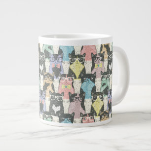 Cute Cats Mönster, hylsor Jumbo Mugg