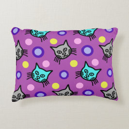 Cute Cats Mönster i Violet Accent Pillow Prydnadskudde