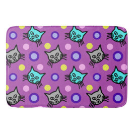 Cute Cats Mönster i Violet Large Bath Mat Badrumsmatta