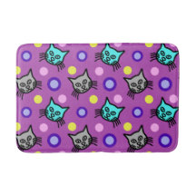 Cute Cats Mönster i Violet Medium Bath Mat