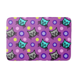 Cute Cats Mönster i Violet Medium Bath Mat Badrumsmatta