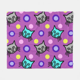 Cute Cats Mönster i Violet Medium Fleece Blanket