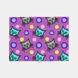Cute Cats Mönster i Violet Small Fleece Blanket