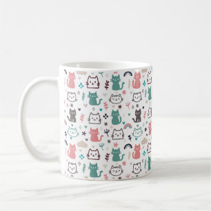 Cute Cats Mönster Kaffemugg