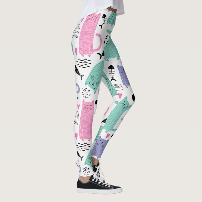 Cute Cats Mönster Leggings (Höger)