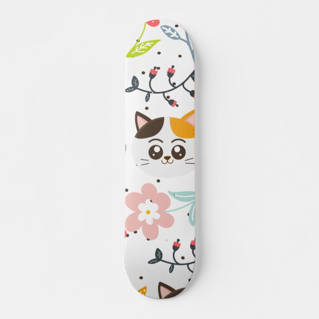 Cute Cats Mönster Mini Skateboard Bräda 18,5 Cm (Framsida)
