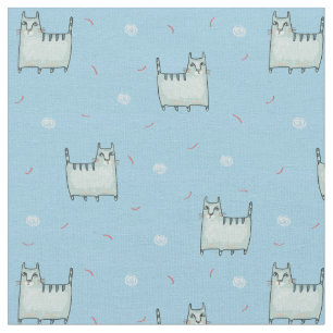 Cute Cats Mönster på Blue Tyg